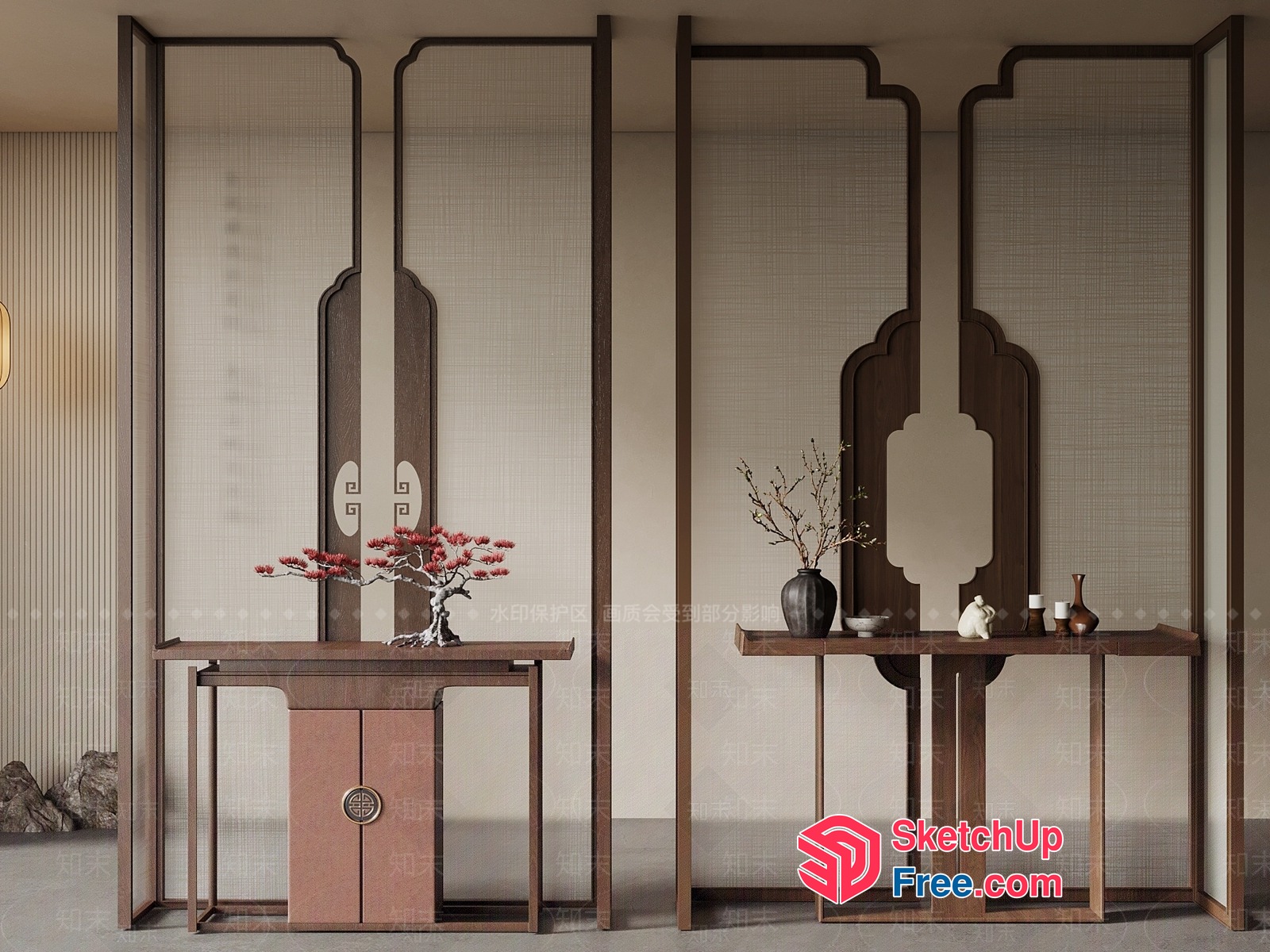 Traditional Japanese-Inspired Interior Decor 3D SketchUp File