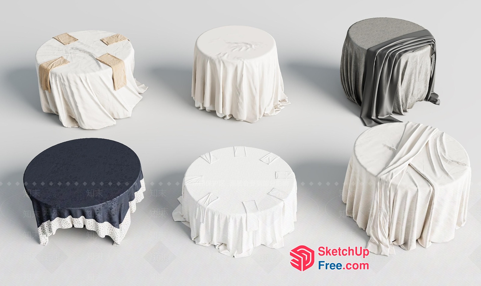 Table Coverings In Various Styles 3D SketchUp File