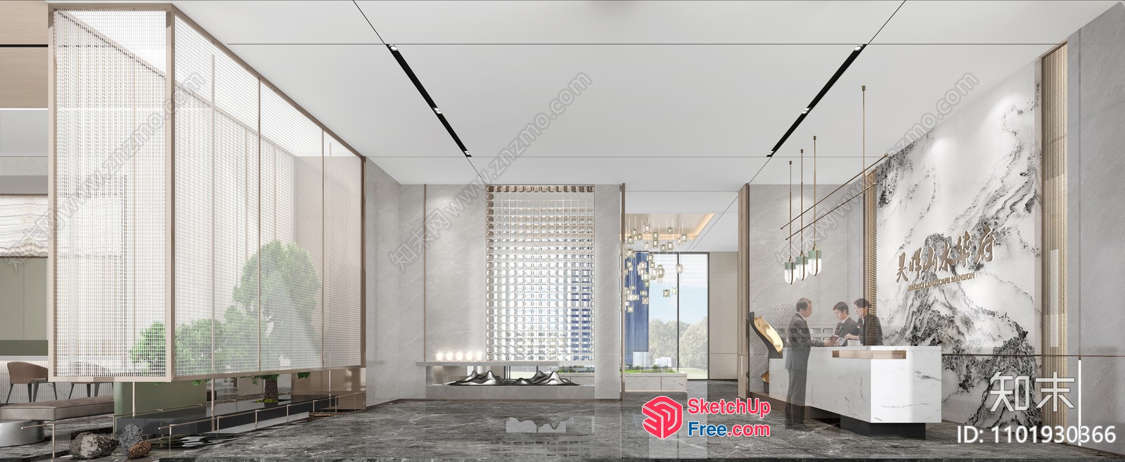 Modern Minimalist Office Interior With Elegant Reception Area 3D SketchUp File