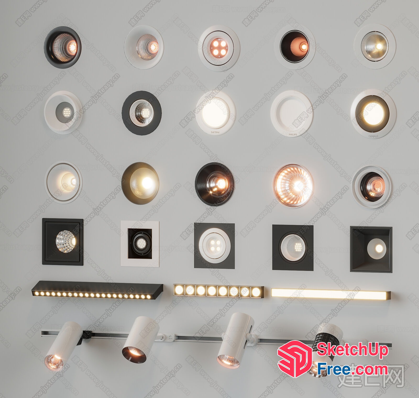 Modern Lighting Fixtures On White Wall 3D SketchUp File