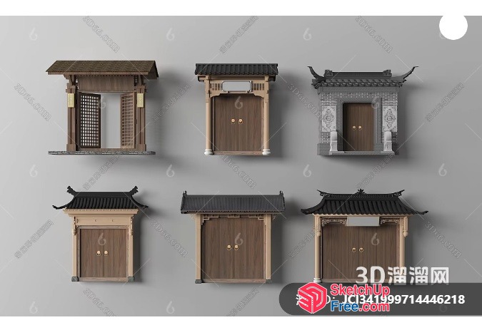 Asian-Inspired Door And Window Collection 3D SketchUp File