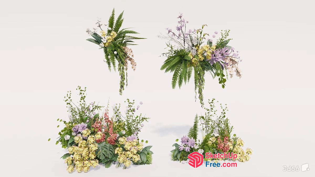 Colorful Floral Arrangement With Various Plants 3D SketchUp File
