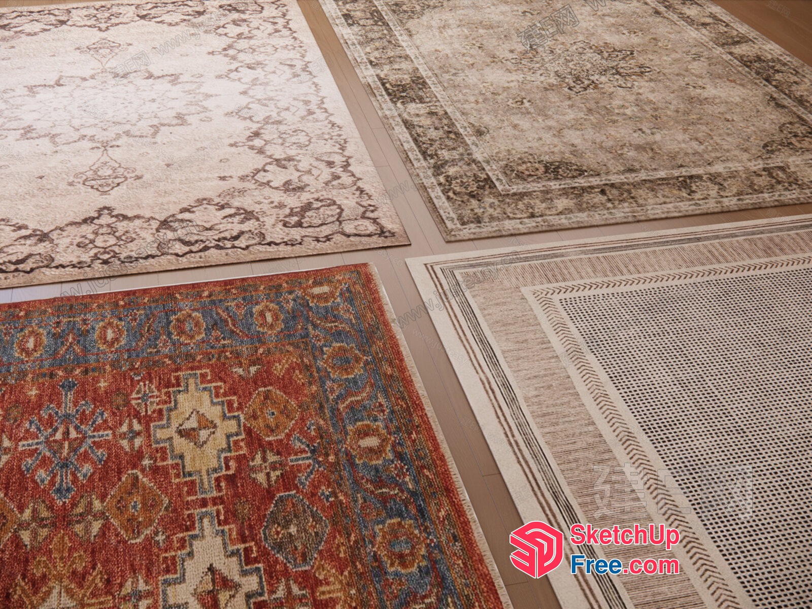 Vintage-Style Rugs With Ornate Patterns 3D SketchUp File