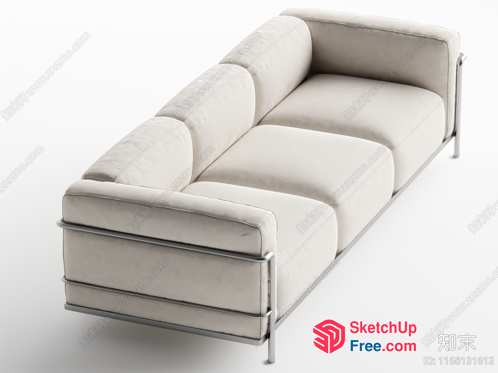 Minimalist White Sofa With Sleek Metal Frame 3D SketchUp File