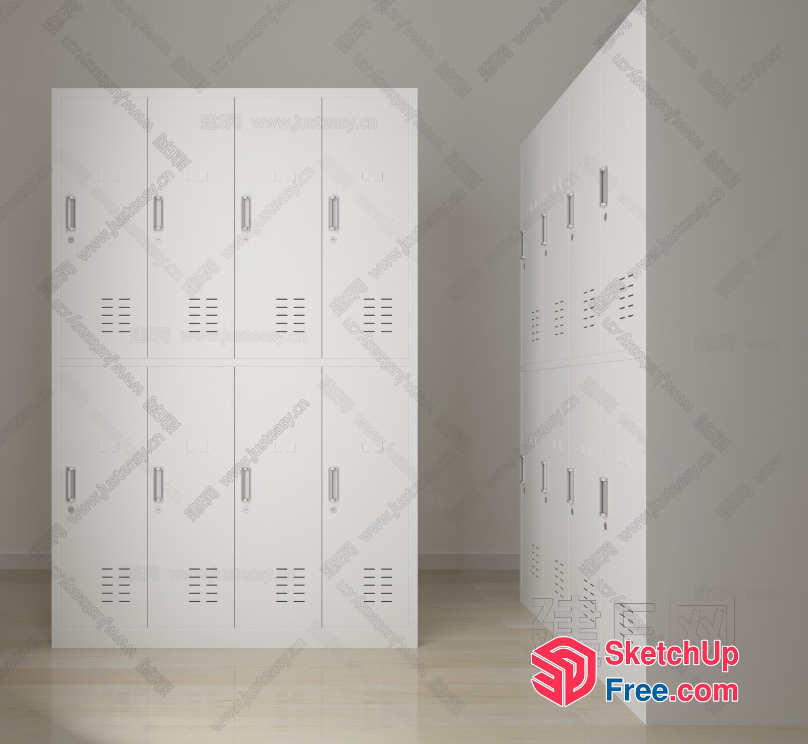 Modern White Locker Room 3D SketchUp File