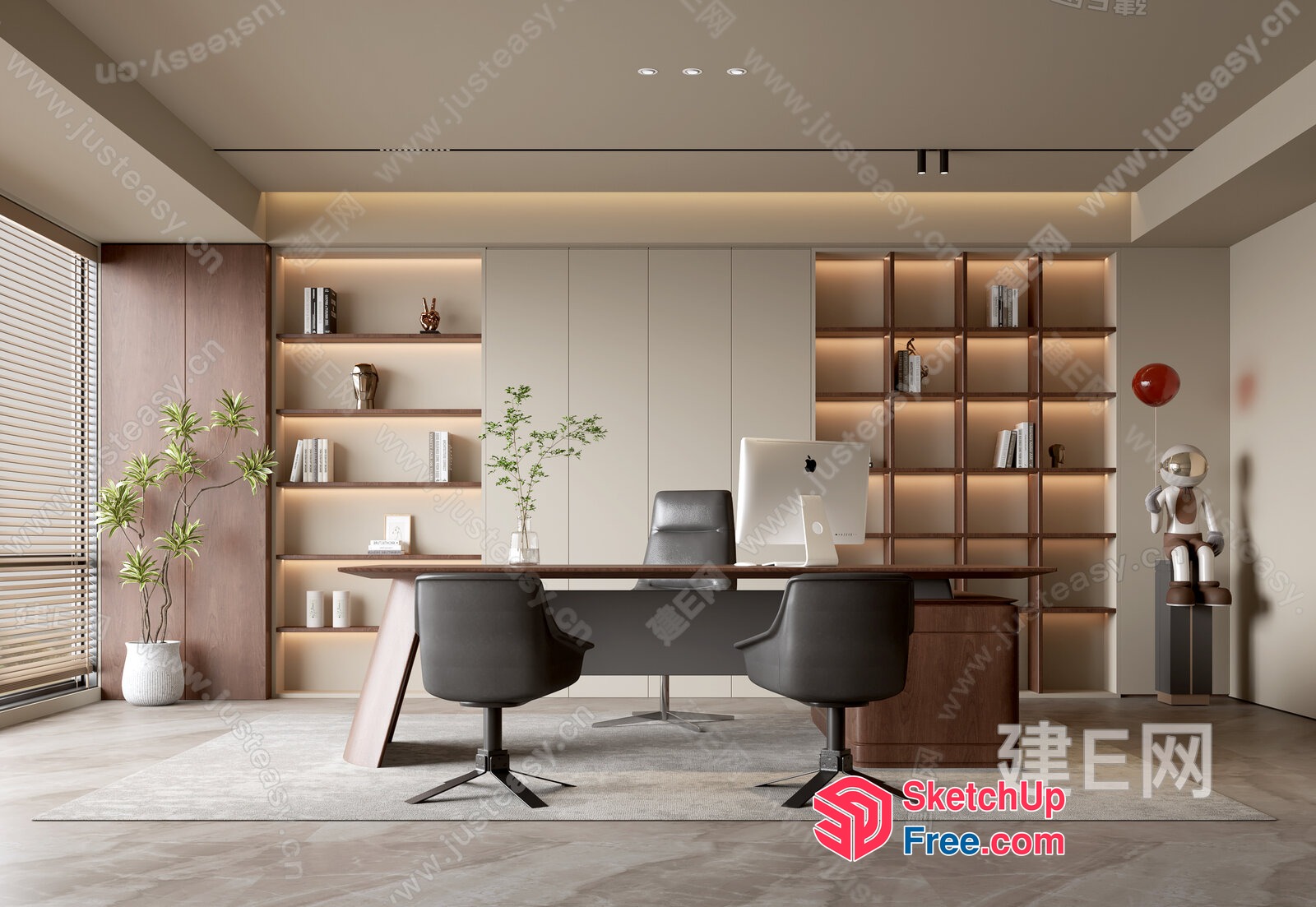 Modern Office Space With Neutral Color Scheme And Sleek Furniture 3D SketchUp File