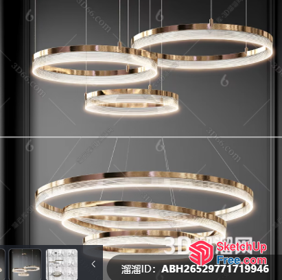 Modern Minimalist Glass Circle Ceiling Light Fixture 3D SketchUp File