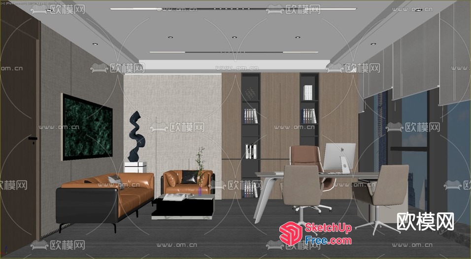 Modern Office Space With Sleek Furniture And Minimalist Decor 3D SketchUp File