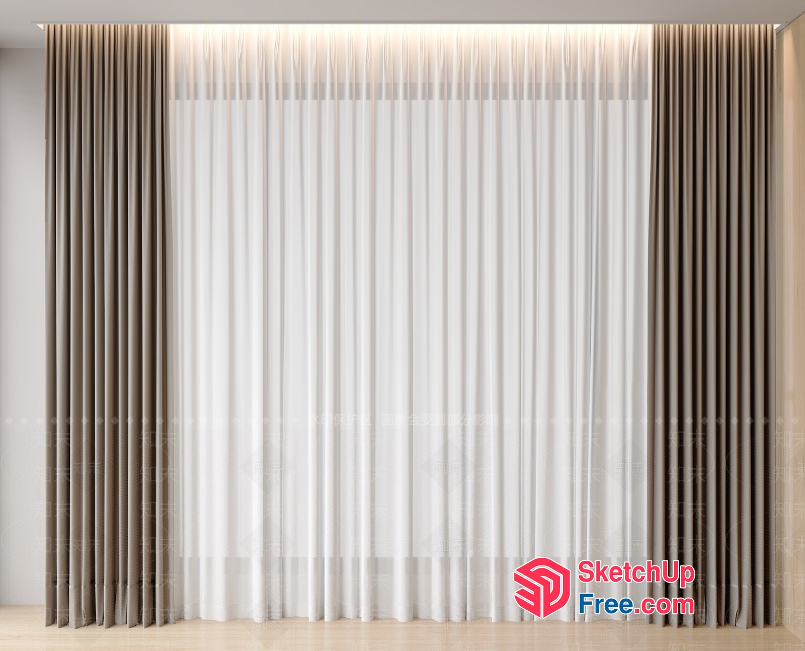 Elegant Curtain Wall With Soft Lighting 3D SketchUp File