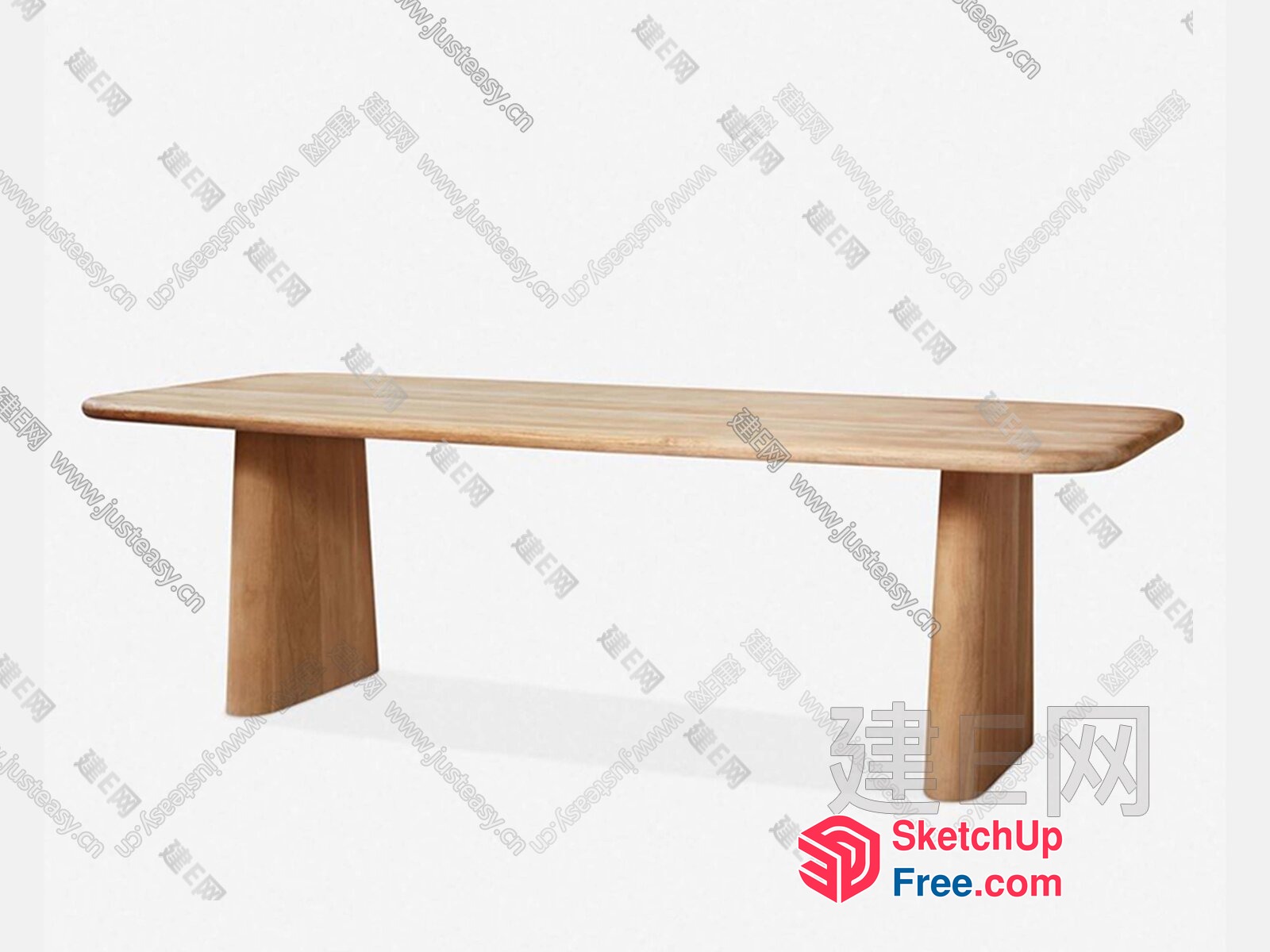 Elegant Wooden Bench With Curved Legs 3D SketchUp File
