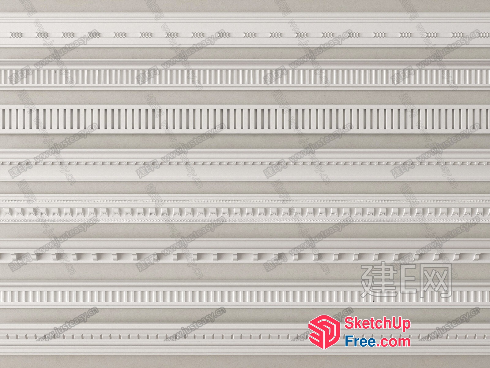 Ornate Classic Ceiling Moulding Details 3D SketchUp File