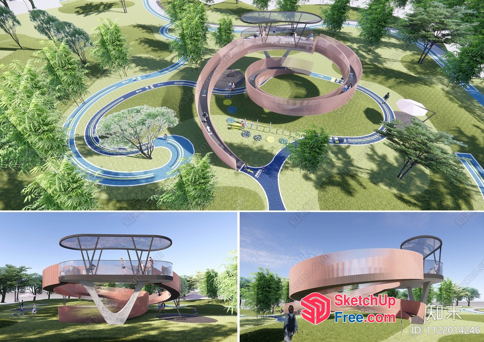 Spiral Glass Bridge And Stairs 3D SketchUp File