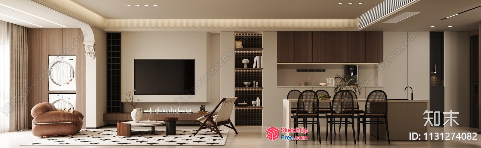Modern Minimalist Living Room With Sleek Furniture And Neutral Color Scheme 3D SketchUp File