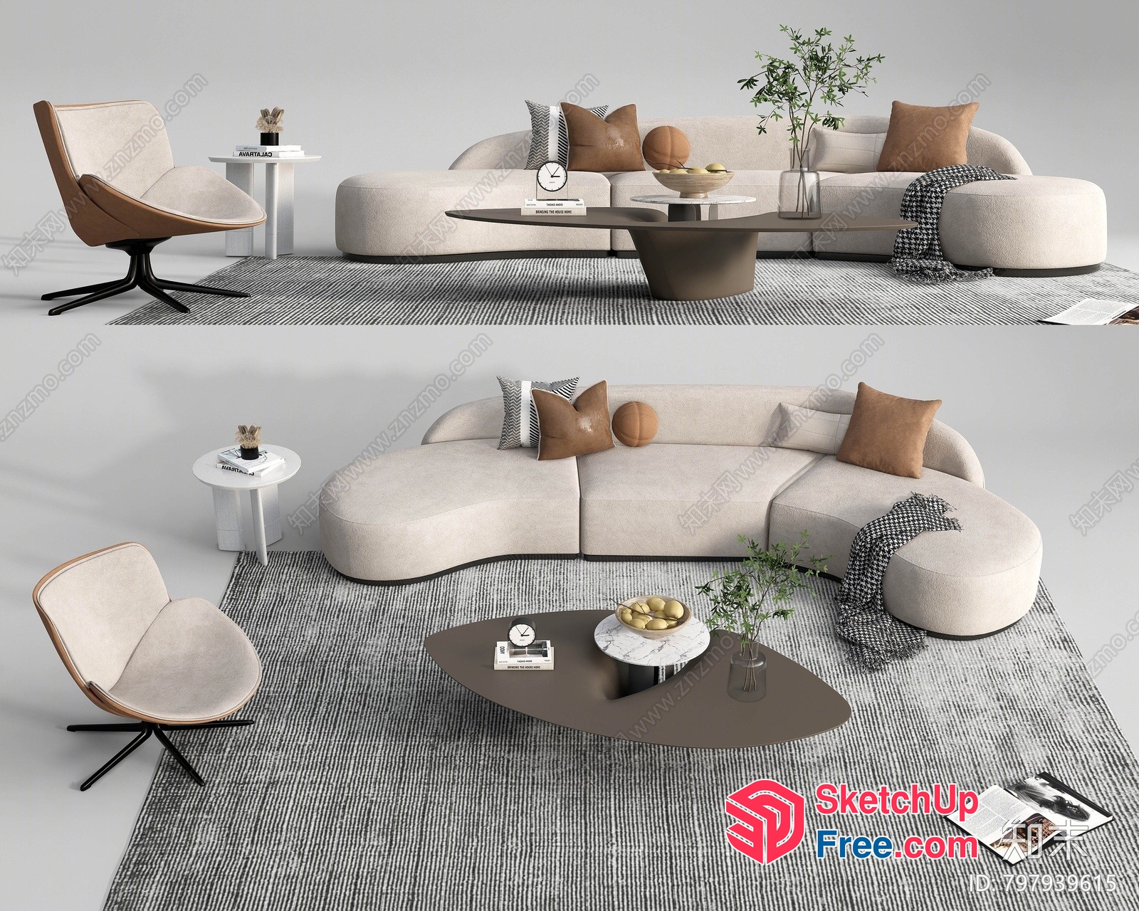 Modern Minimalist Living Room Furniture Collection 3D SketchUp File