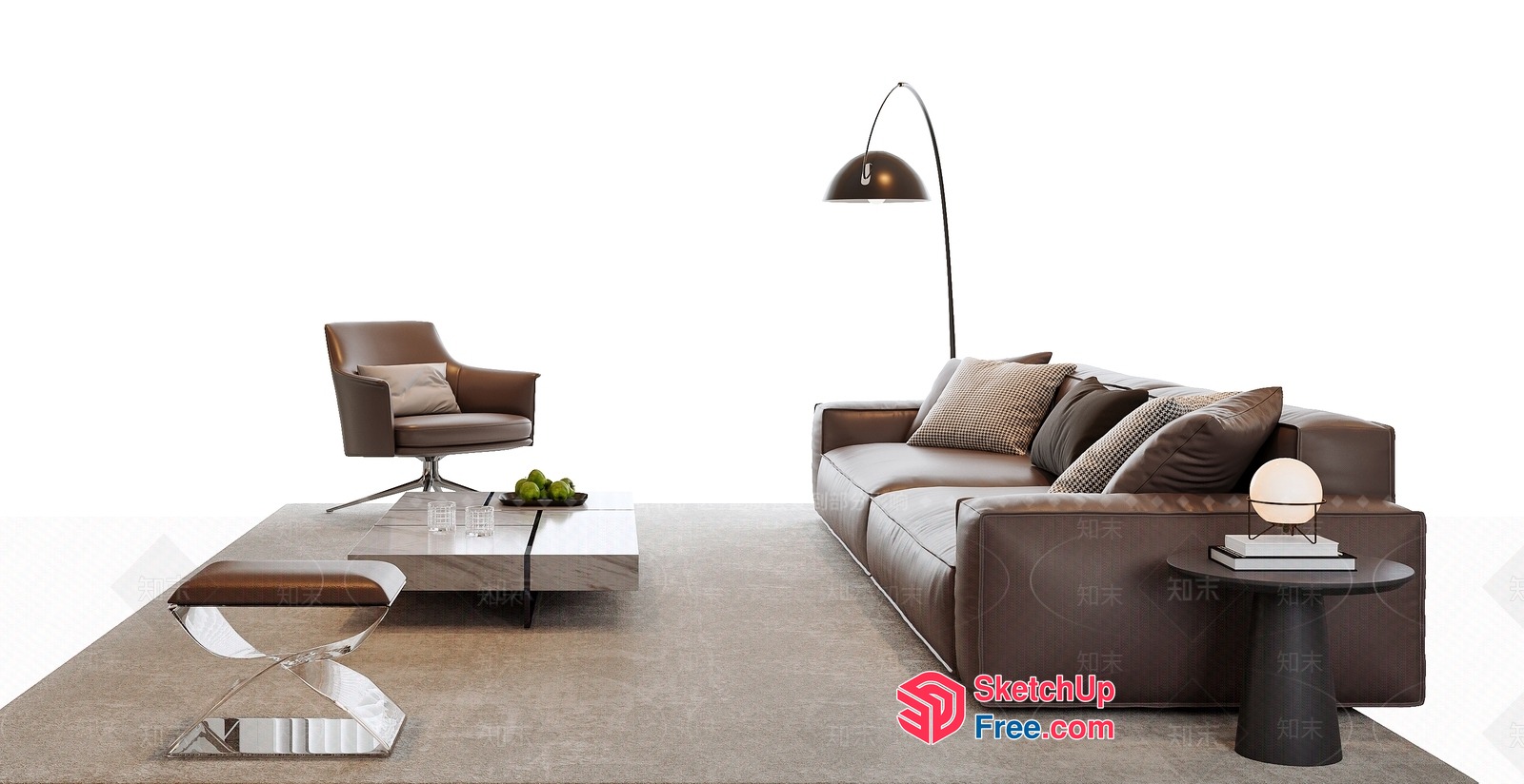 Modern Minimalist Living Room Interior With Brown And Beige Tones 3D SketchUp File
