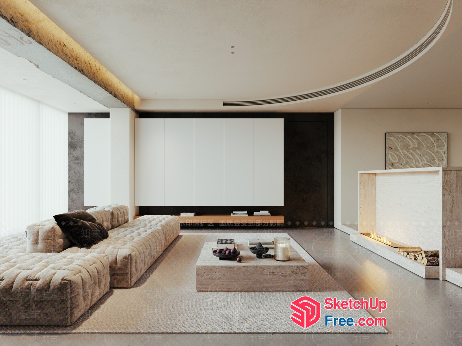 Modern Minimalist Living Room With Elegant Furniture 3D SketchUp File