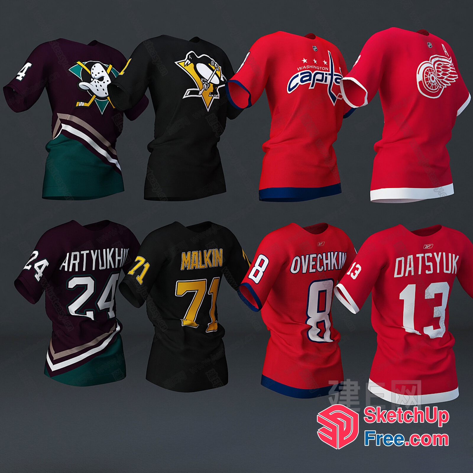 Hockey Jerseys In Various Styles And Designs 3D SketchUp File