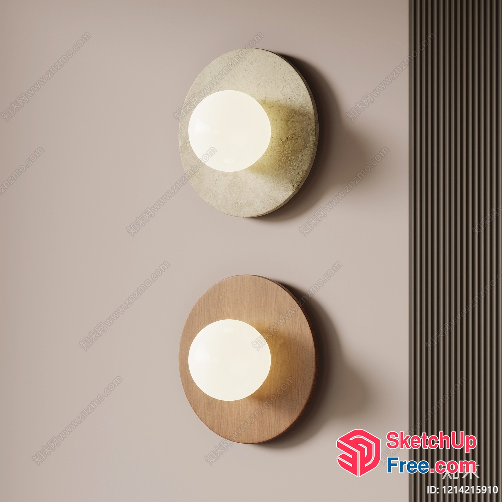 Two Modern Circular Wall Lights 3D SketchUp File