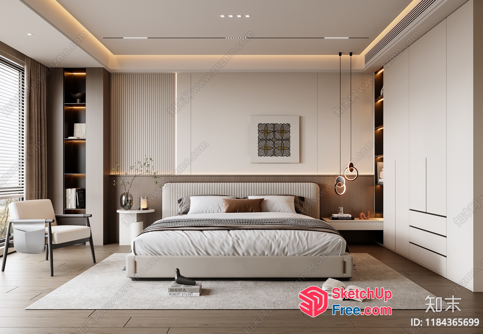 Minimalist Modern Bedroom With Neutral Tones 3D SketchUp File