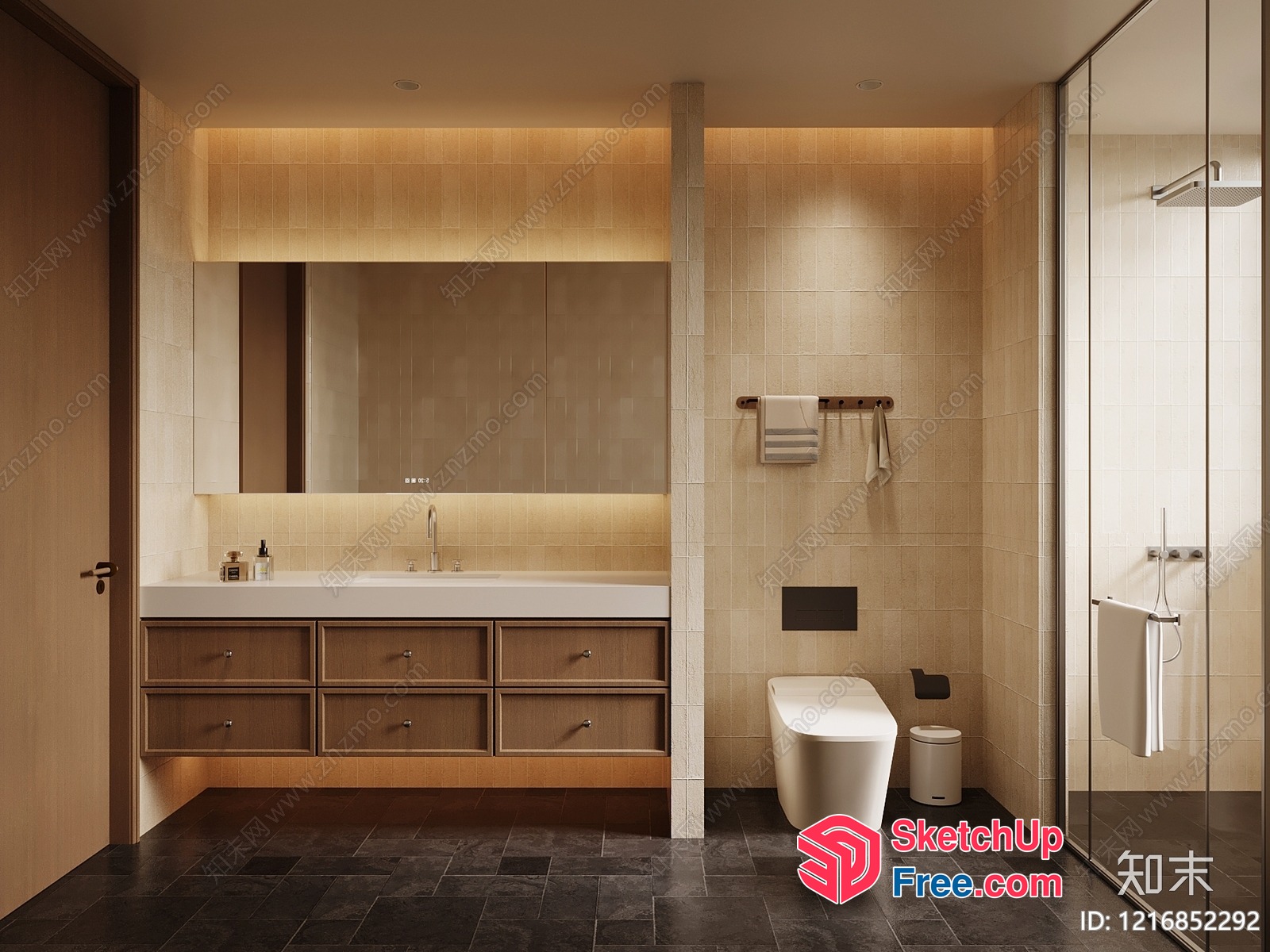 Modern Bathroom With Sleek White Fixtures 3D SketchUp File