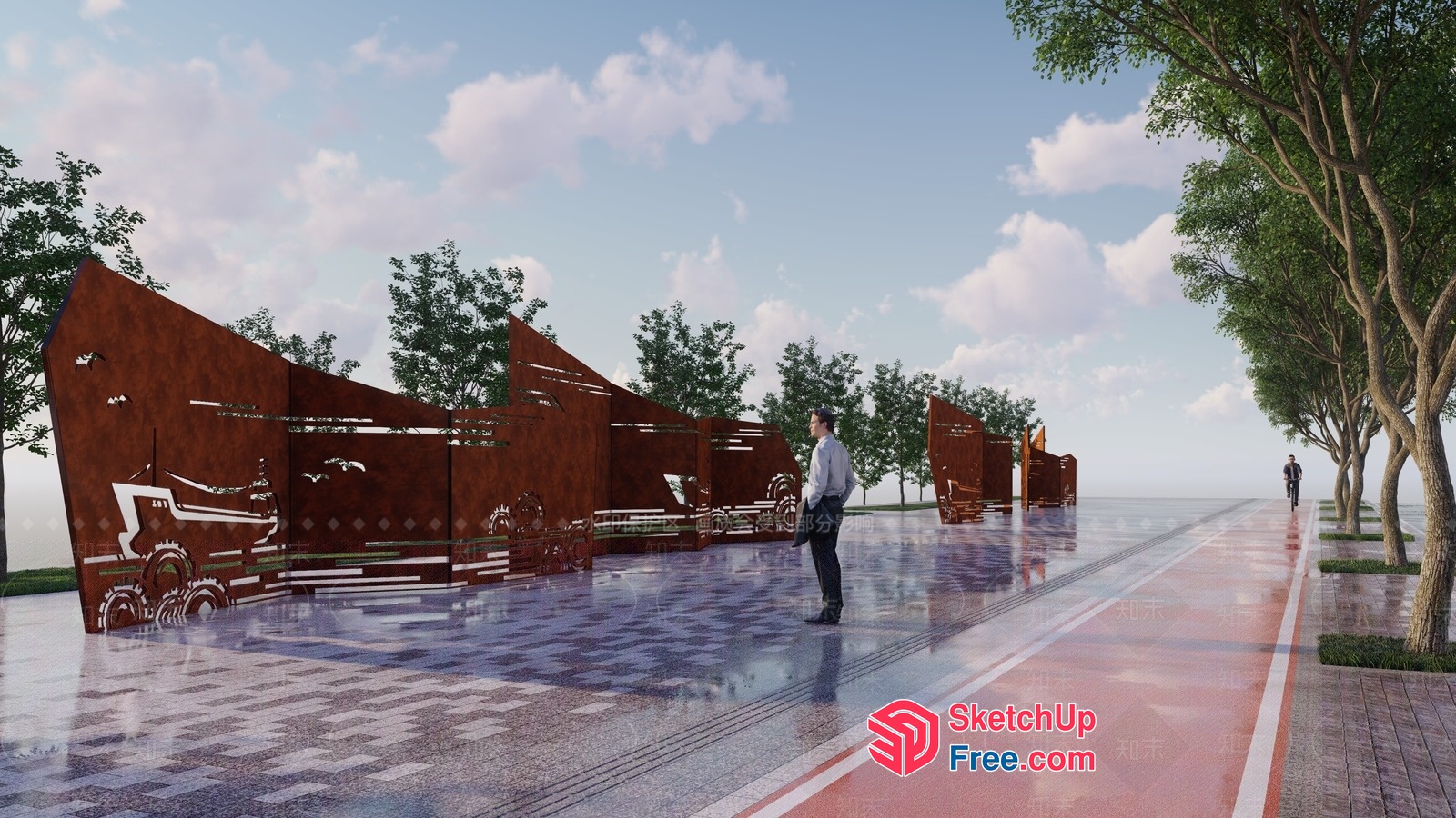 Modern Outdoor Decorative Wall 3D SketchUp File