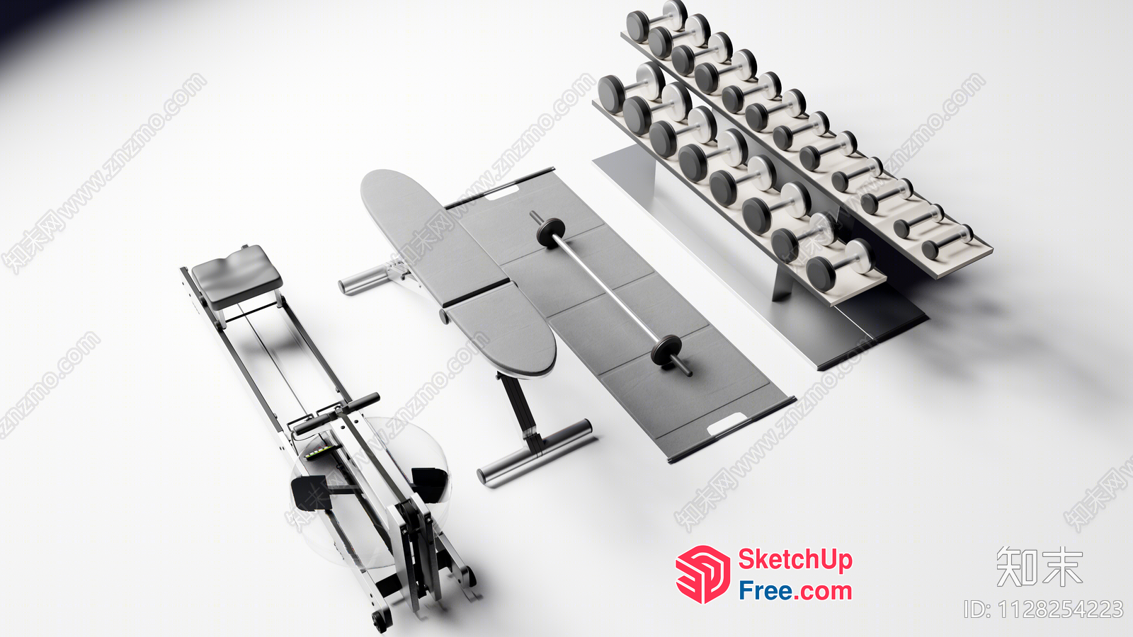 Gym Equipment And Dumbbells Arrangement 3D SketchUp File