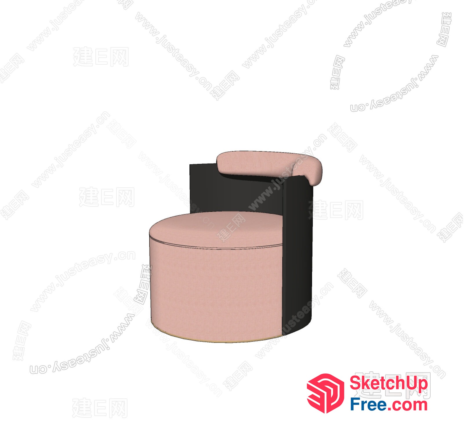 Minimalist Style Round Chair With Pillar And Armrest 3D SketchUp File