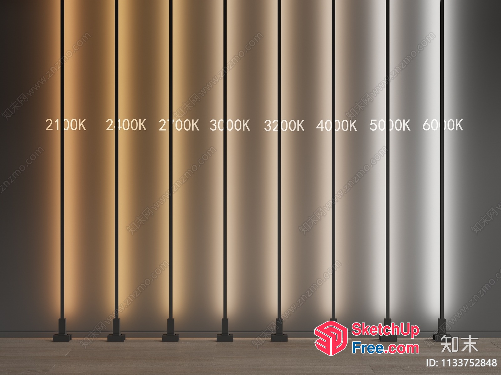 Colorful Light Columns In A Row 3D SketchUp File