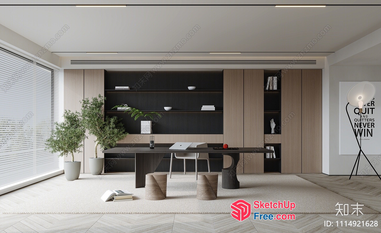 Minimalist Office Space With Natural Elements 3D SketchUp File