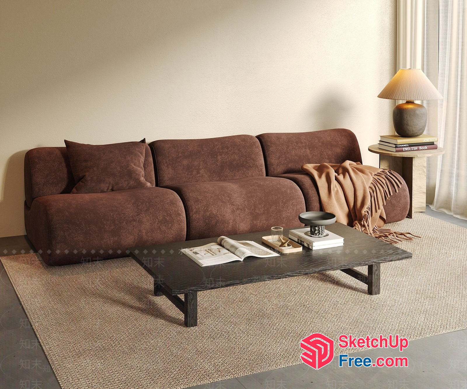 Cozy Minimalist Living Room With Earthy Tones 3D SketchUp File