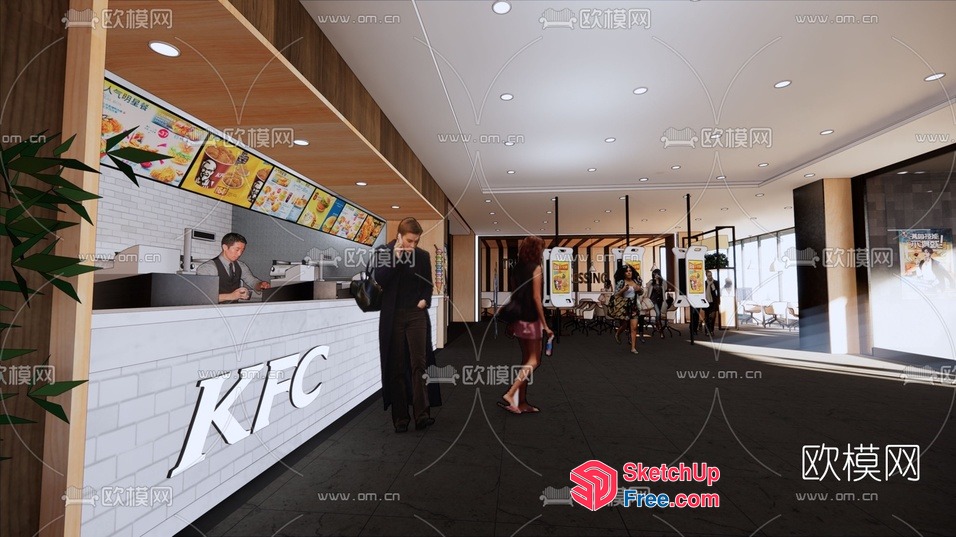 Kfc Interior Rendering 3D SketchUp File
