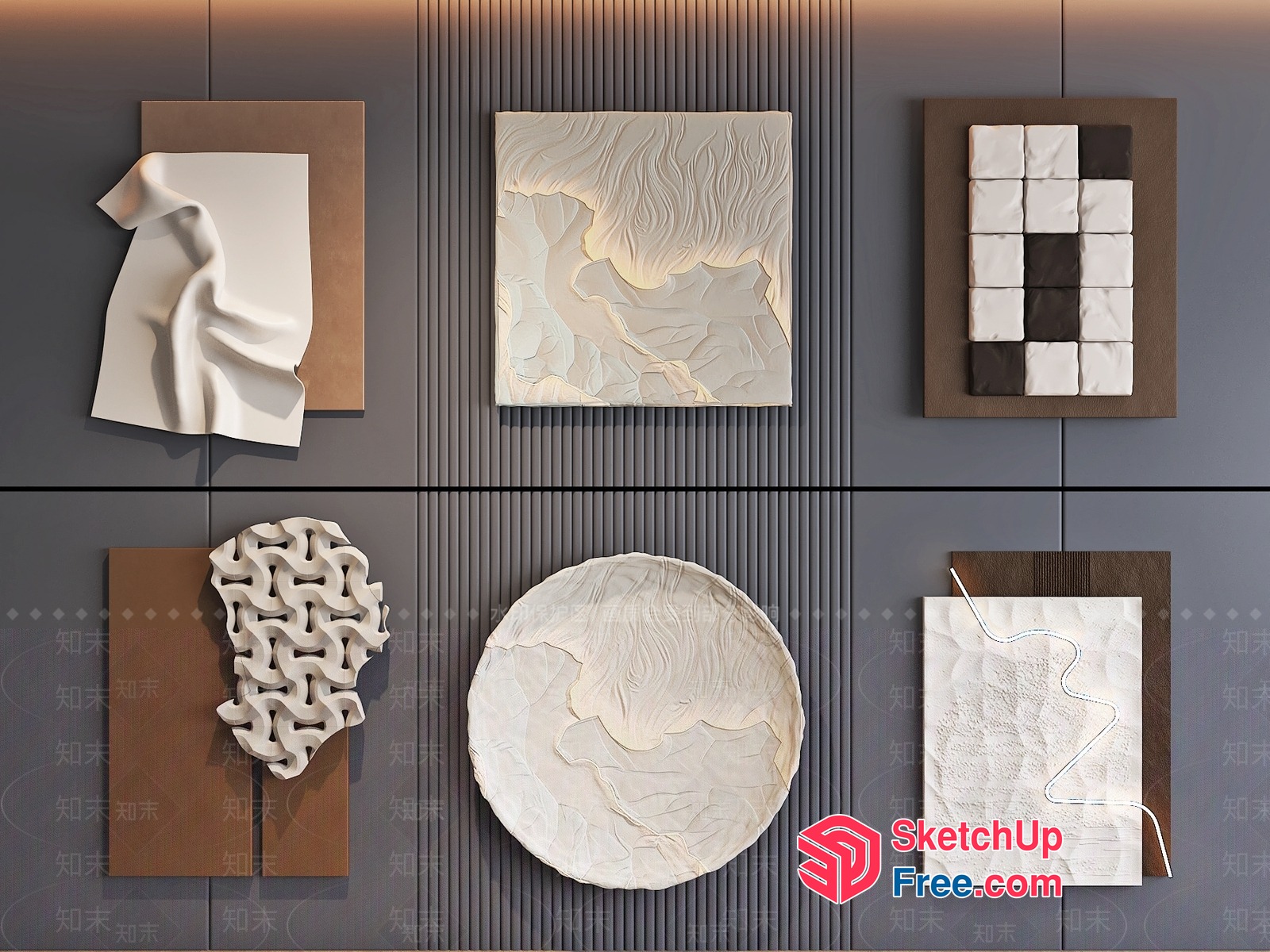 Modern Textured Wall Art Collection 3D SketchUp File
