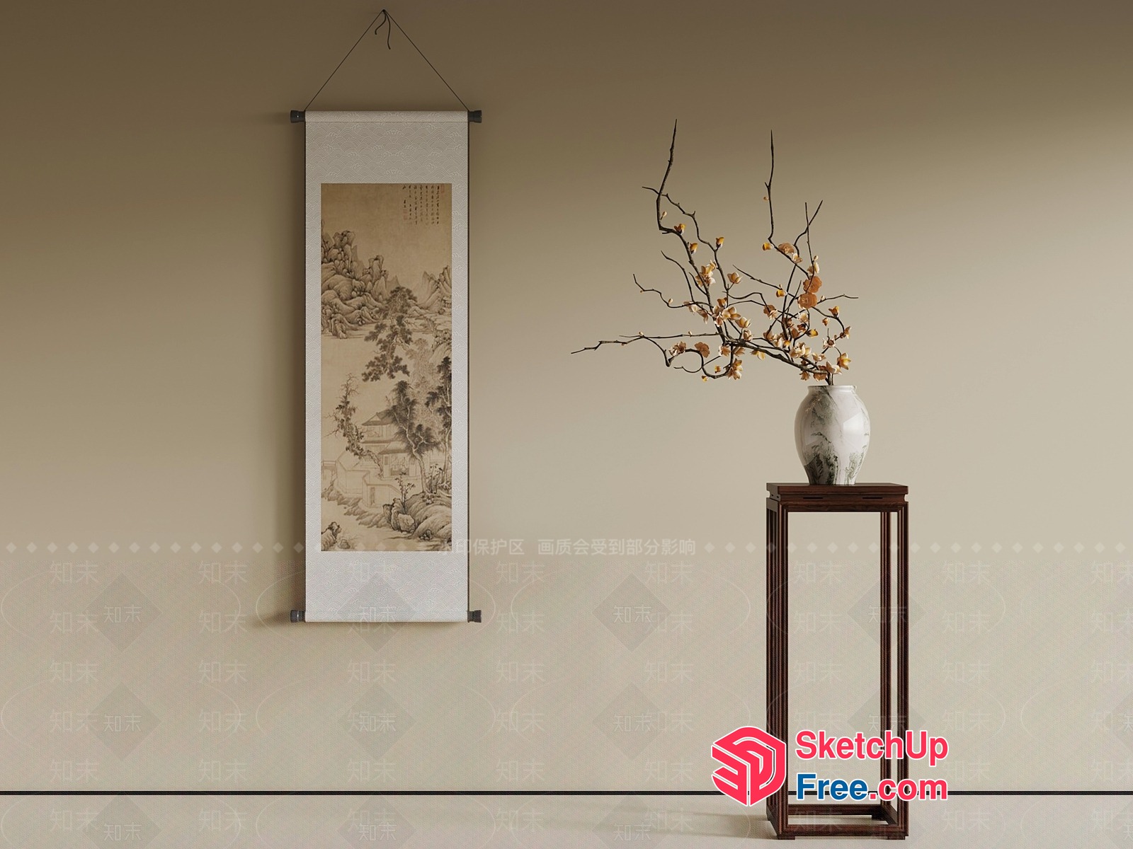 Asian-Inspired Decorative Wall Hanging 3D SketchUp File