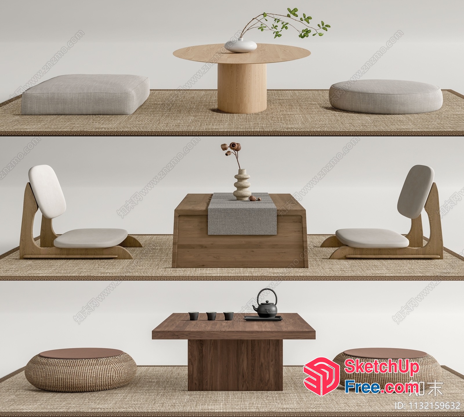 Modern Japanese-Inspired Living Room 3D SketchUp File