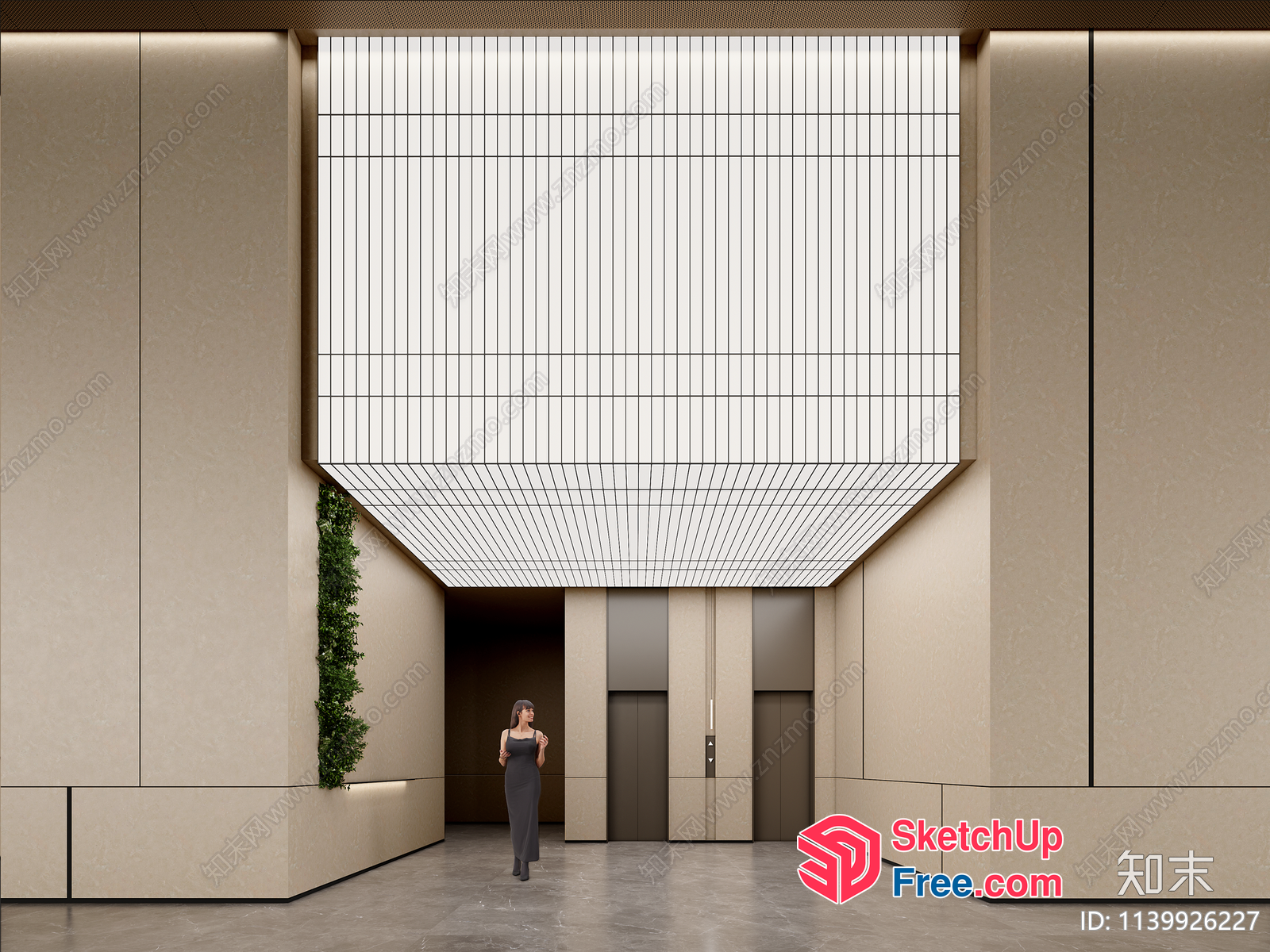 Modern Building Interior With Elevators And Stairs 3D SketchUp File