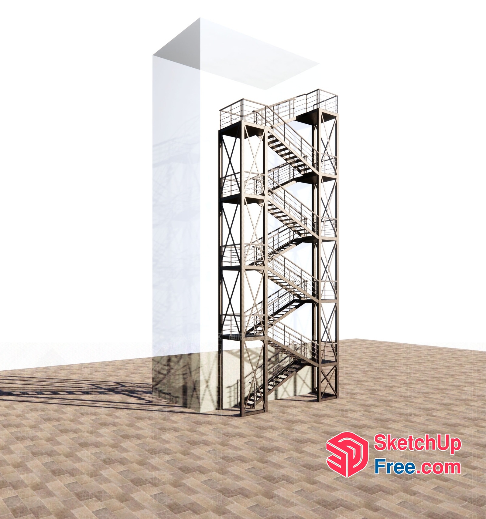 Stair Tower In Industrial Park Setting 3D SketchUp File