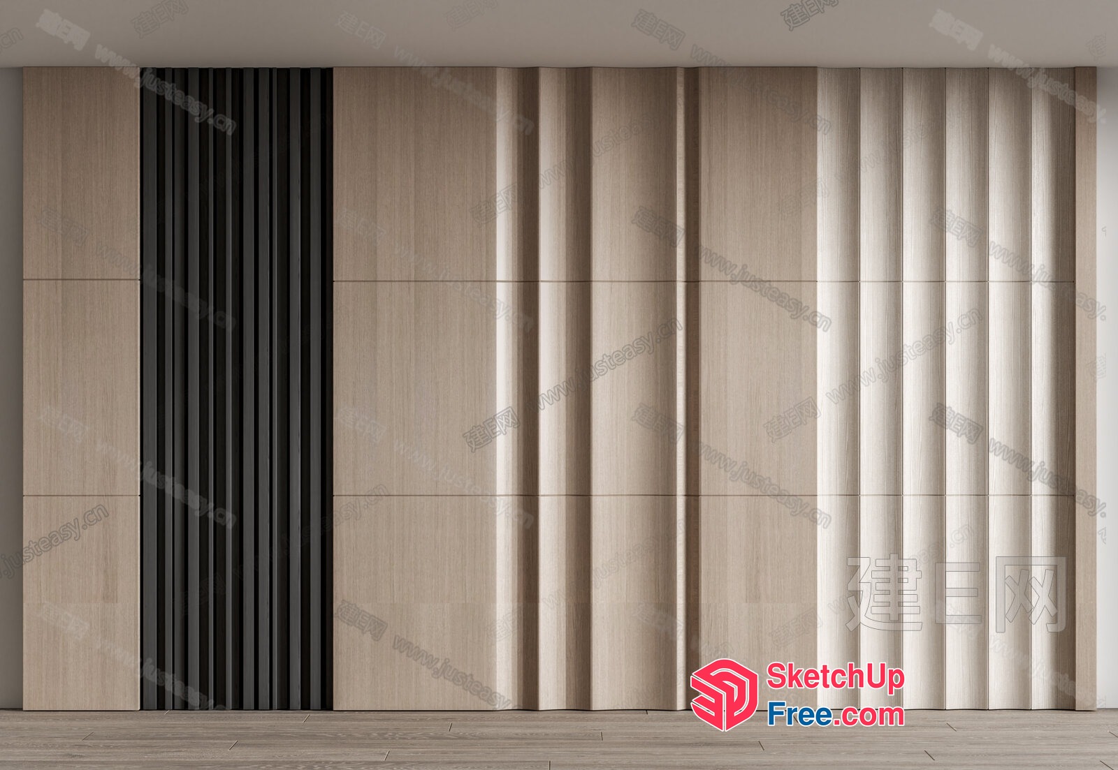 Partition Screen With Pillar And Vertical Slats 3D SketchUp File