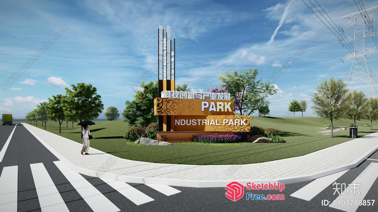 Industrial Park Signpost 3D SketchUp File