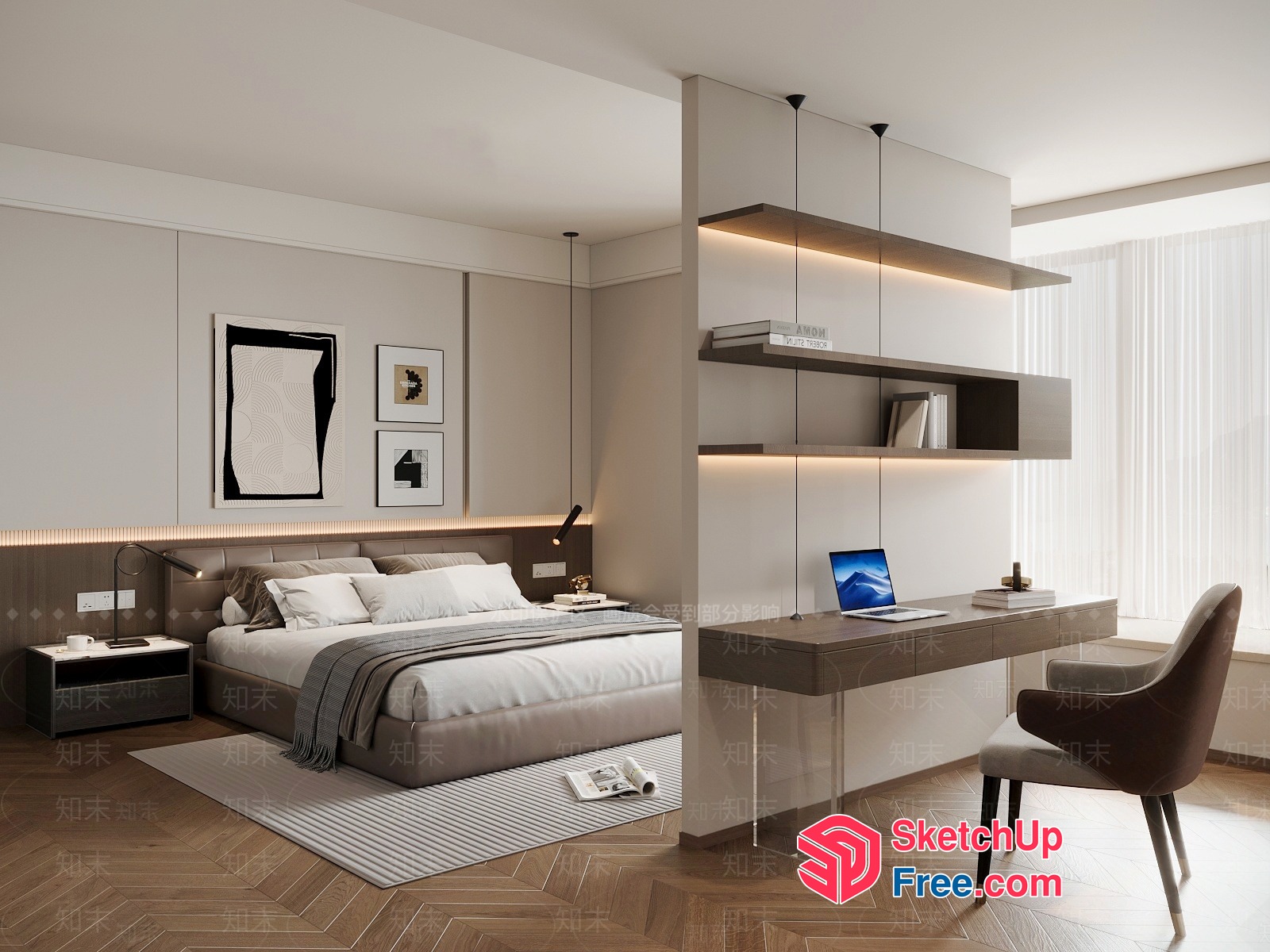 Modern Bedroom With Sleek Furniture And Minimalist Decor 3D SketchUp File