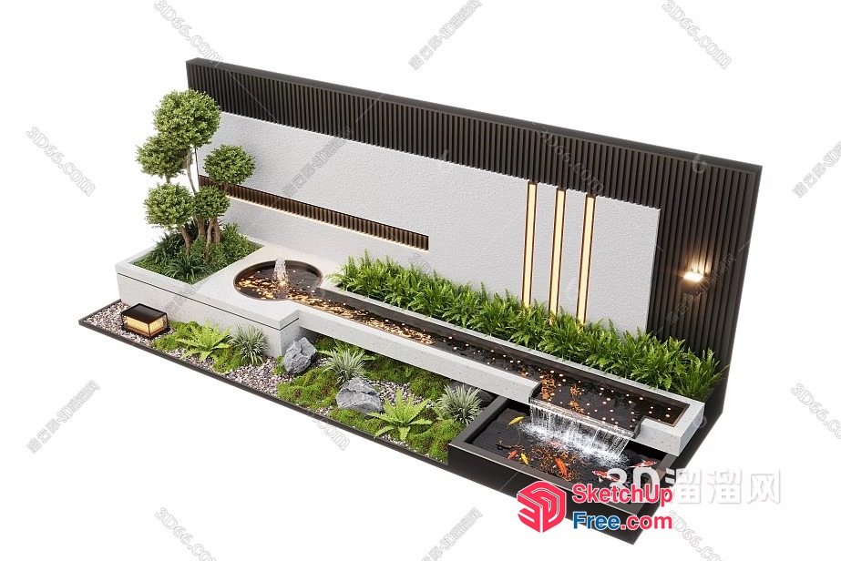 Modern 3D Rendering Of A Sleek Outdoor Water Feature 3D SketchUp File