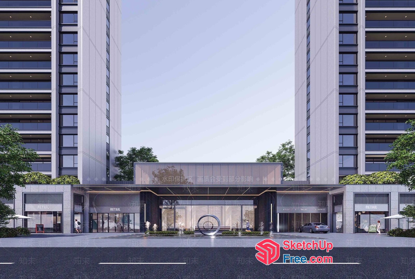 Modern Commercial Building Exterior 3D SketchUp File