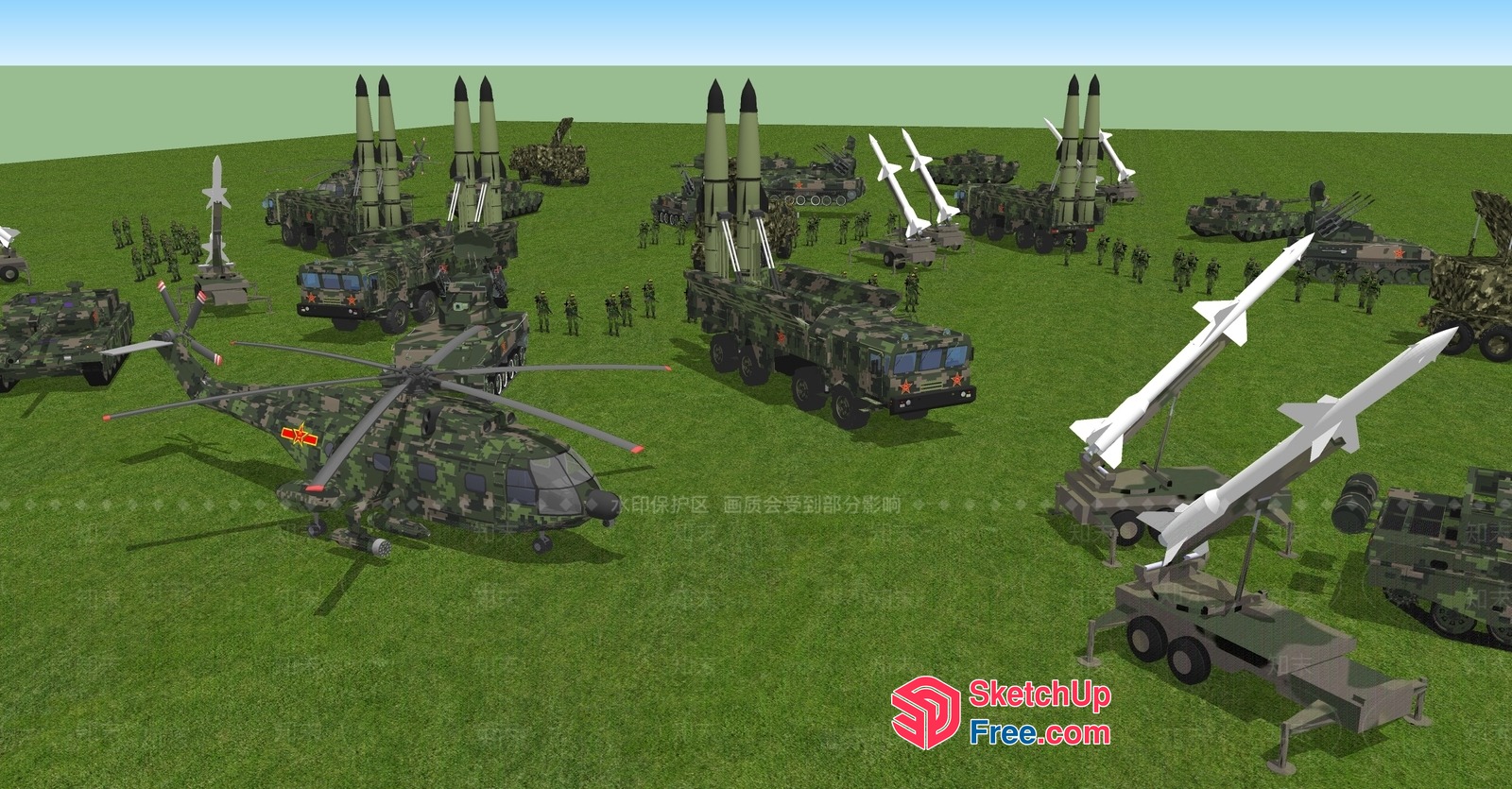 Military Vehicles And Equipment Display 3D SketchUp File