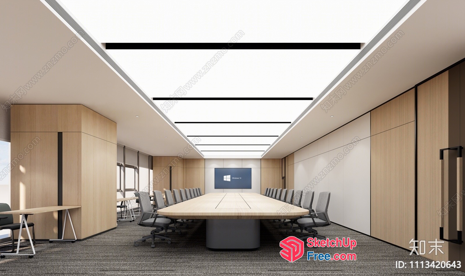 Conference Room Interior With Meeting Table And Chairs 3D SketchUp File