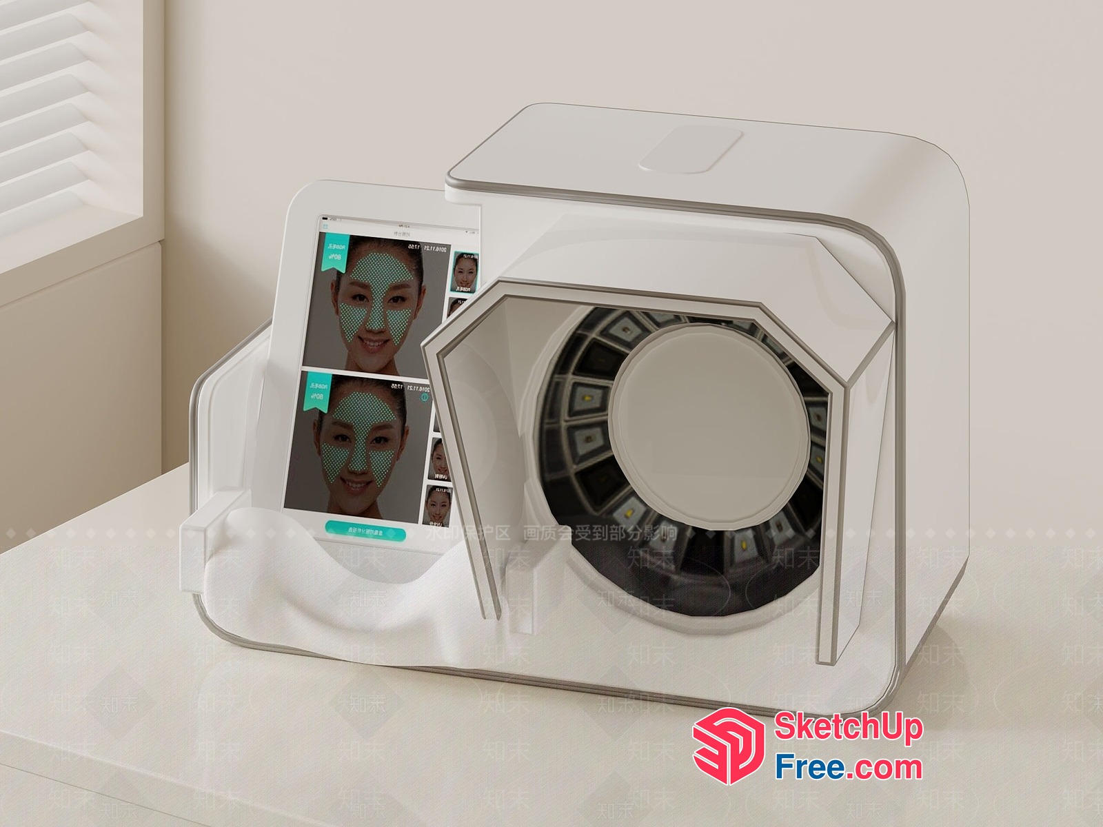 Modern White Futuristic Skin Analysis Device 3D SketchUp File