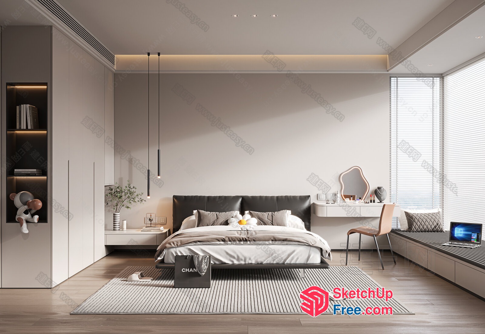 Modern Minimalist Bedroom Interior Design 3D SketchUp File