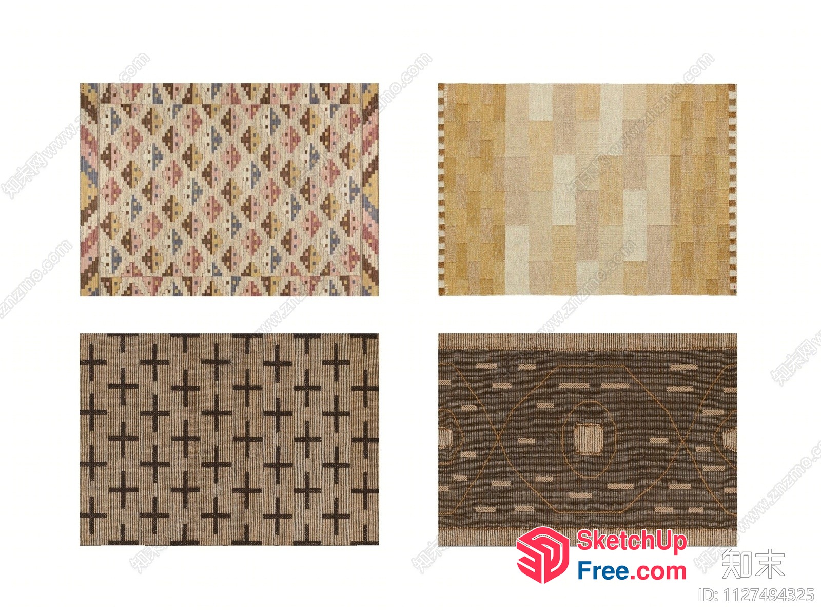 Patterned Rugs In Neutral Tones 3D SketchUp File