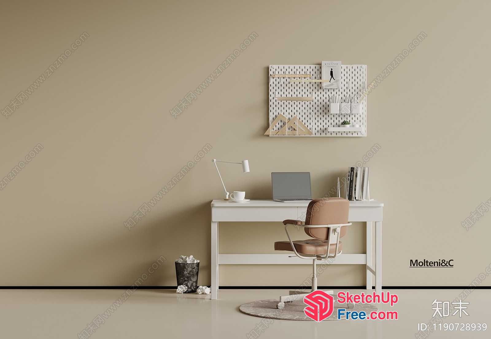 Minimalist Office Space With Desk And Chair 3D SketchUp File