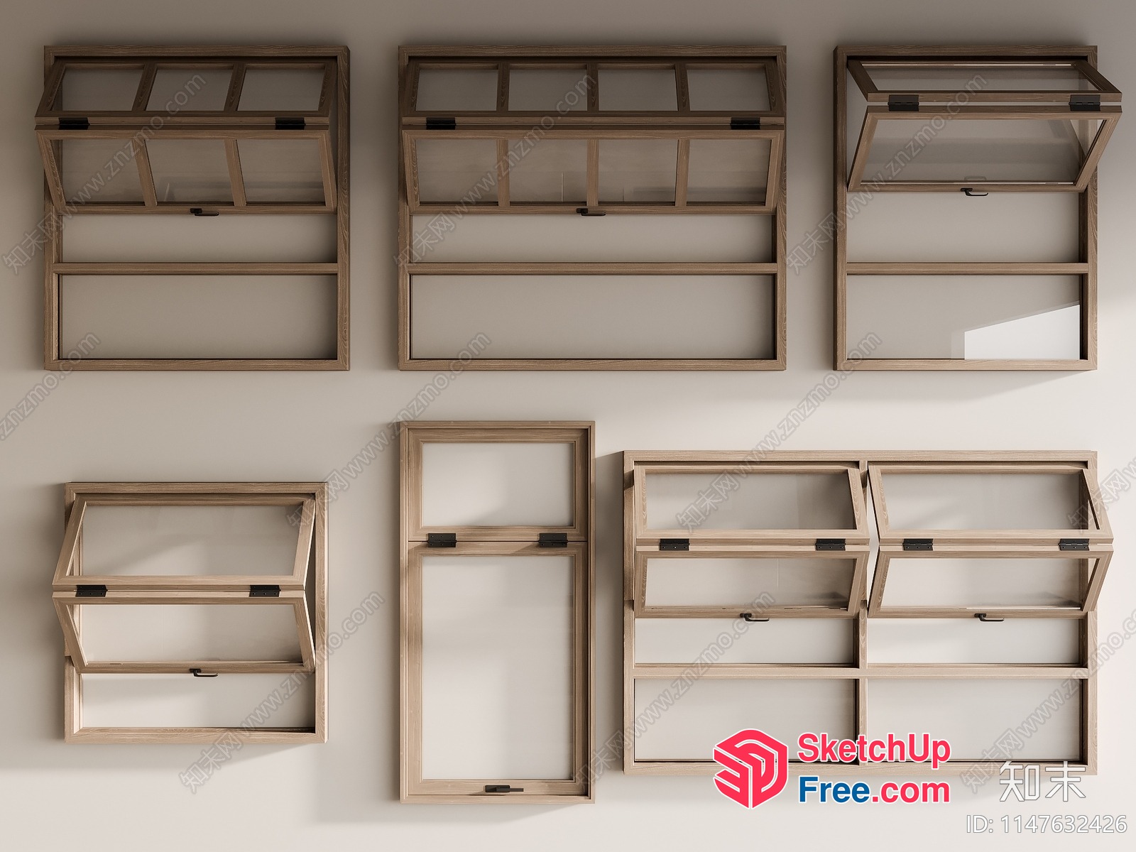 Wooden Shelves And Cabinets On A White Wall 3D SketchUp File