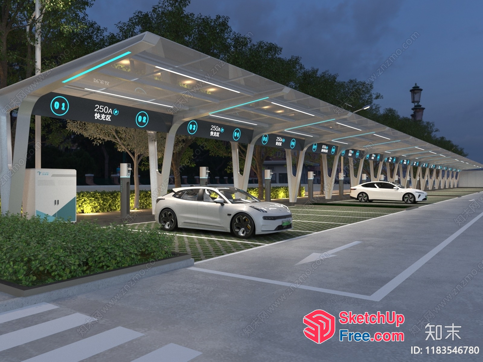 Modern Electric Vehicle Charging Station 3D SketchUp File