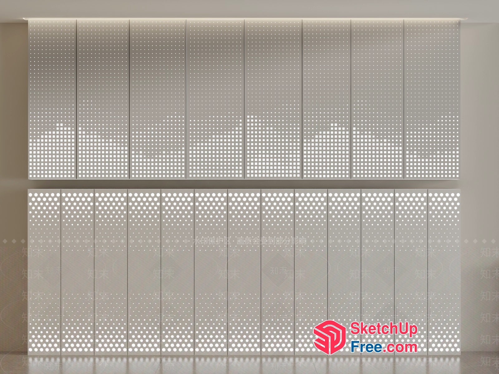 Modern Partition Screen With White Dotted Pattern 3D SketchUp File